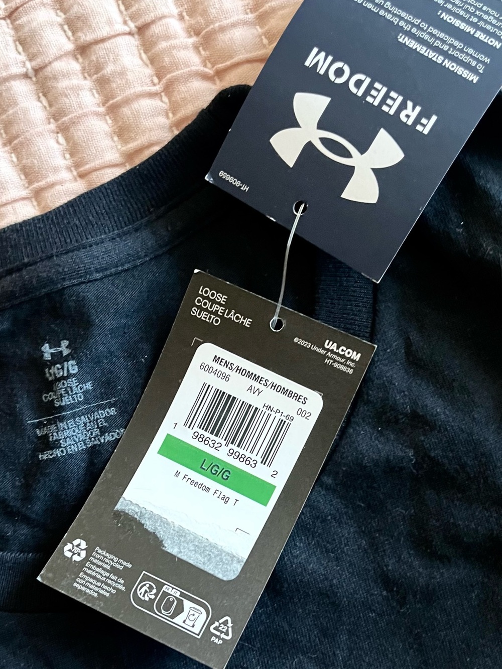 New Under Armour Black Freedom Black Short Sleeve tee t shirt size large - Picture 3 of 7